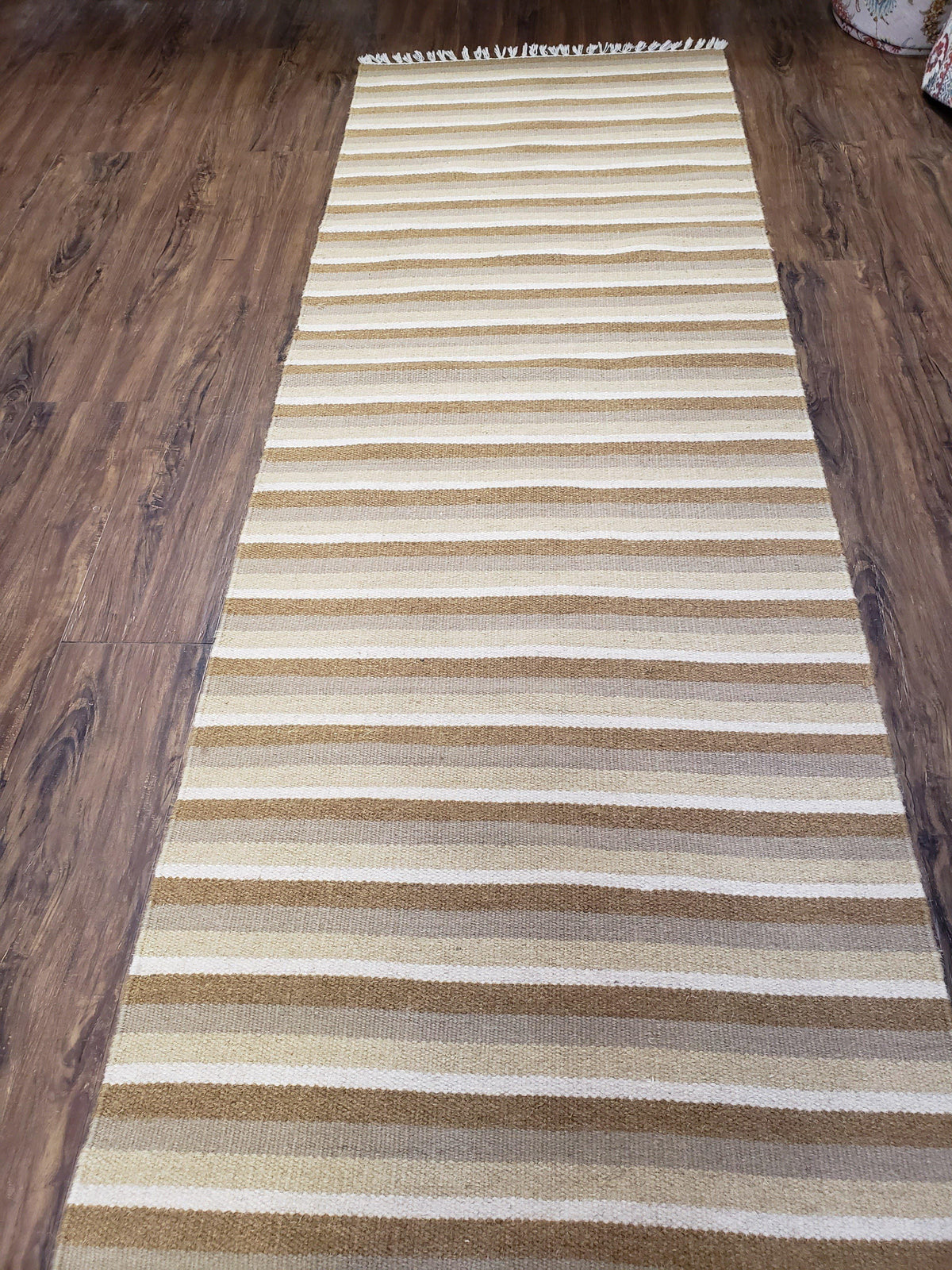 Striped Runner Rug, Flatweave Runner Rug, Hallway Runner, 15 ft Carpet Runner for Hall, Earth Tone Colors, Handmade Hand Woven Farmhouse Rug